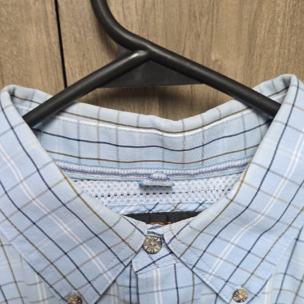 Ariat Light Blue Checkered Button Down Shirt - Picture 4 of 9